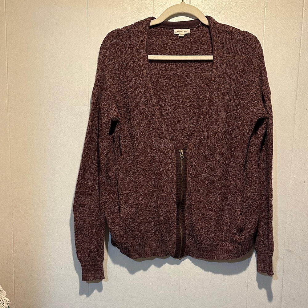 Silence and noise cardigan size s grunge burgundy zipper vneck